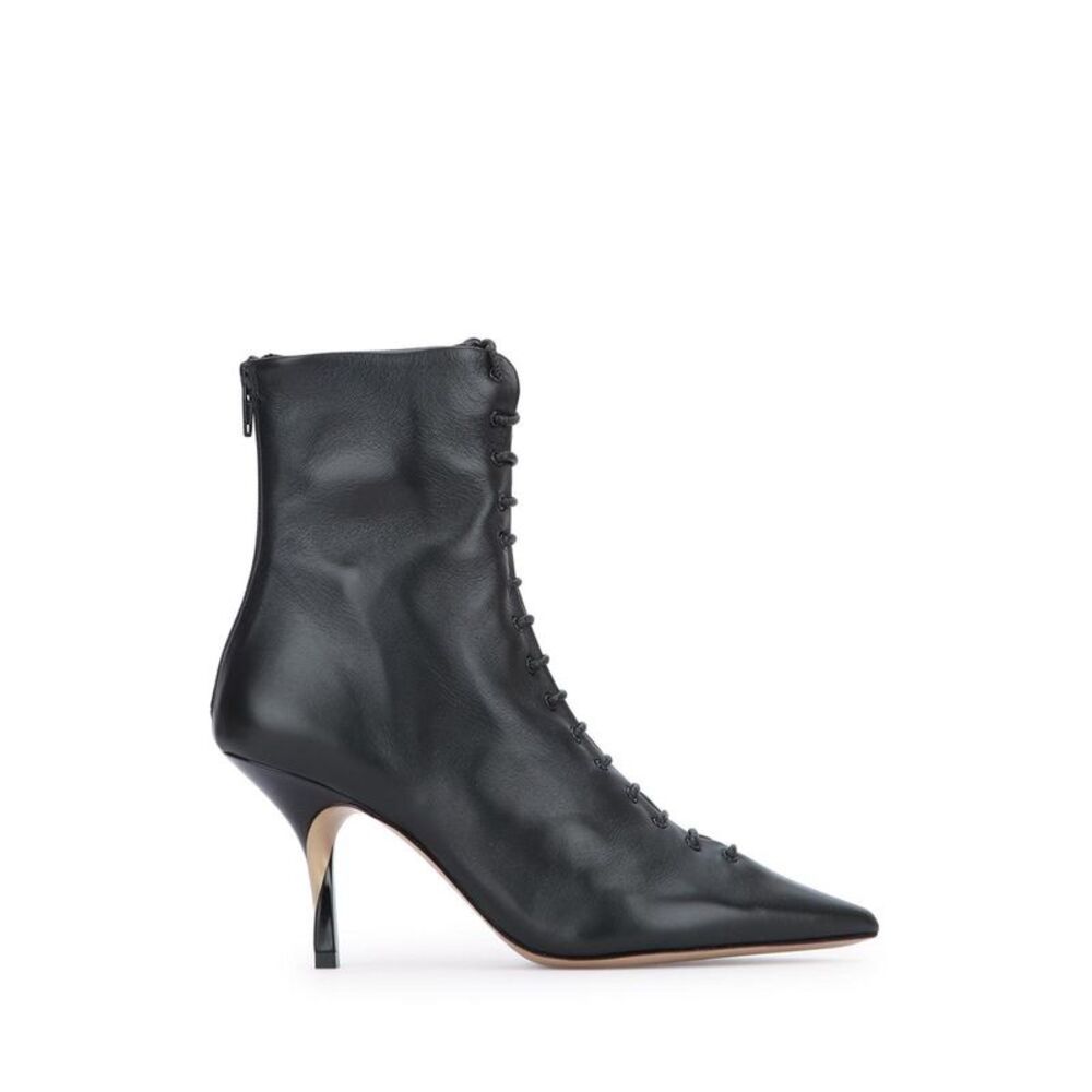 JACQUEMUS Leather Lace-Up Ankle Boots Women BLACK
